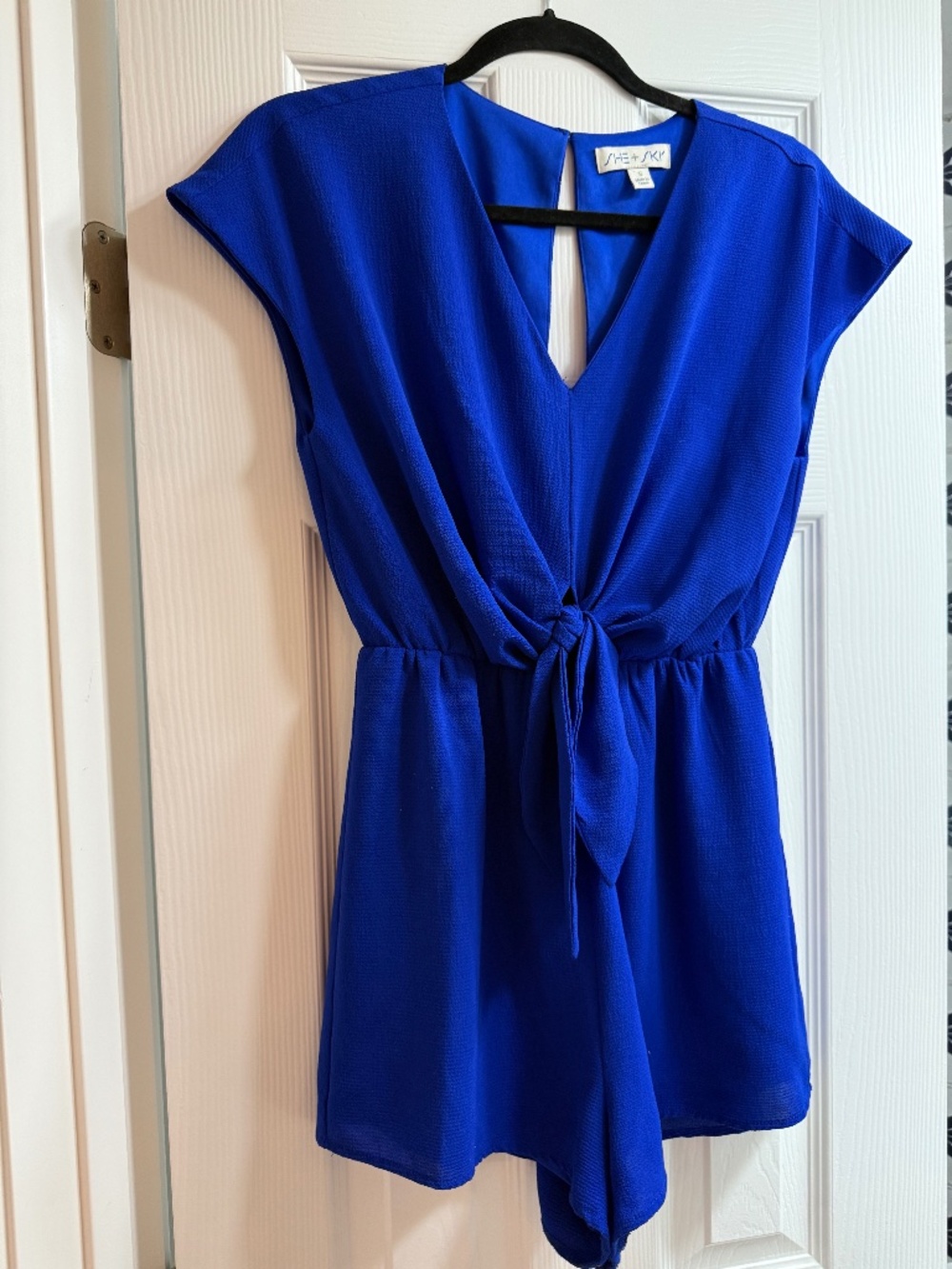 Royal Blue Front Tie Detail Romper